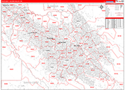 South Bay-Silicon Valley Metro Area Wall Map Red Line Style